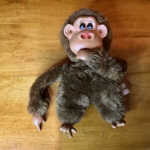 Russ Berrie Rutherford III‎ Brown Plush Monkey Doll with Mask Face Vintage Toy